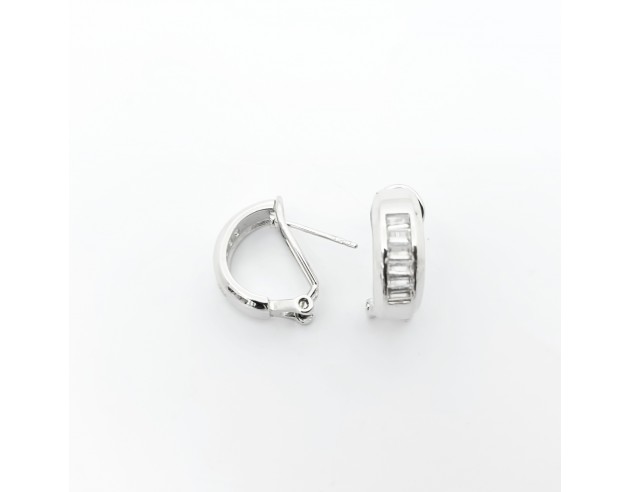 Pendientes Plata Medio Aro Circonitas...