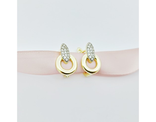 Pendientes Plata Dorada Circulo y...