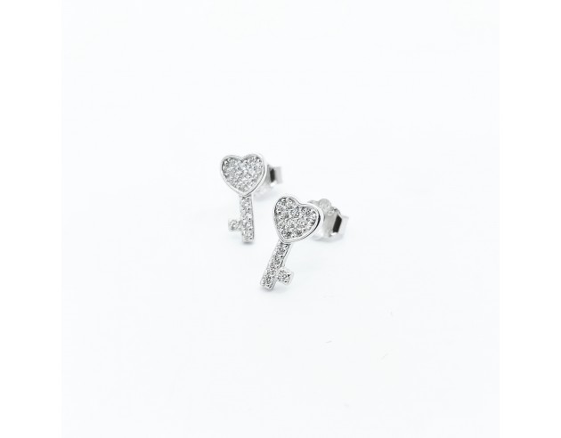 Pendientes Plata Motivo Llave Circonitas
