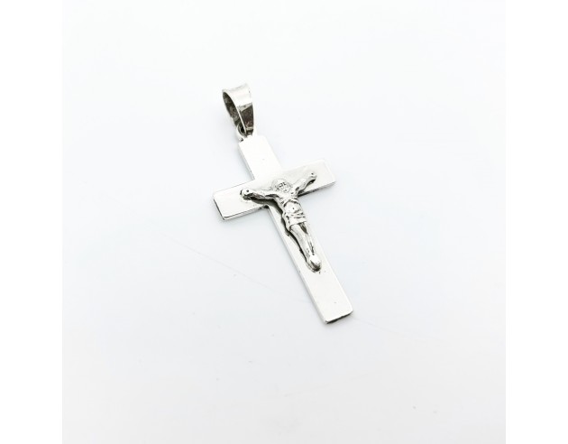 Cruz Plata Plana Cristo Relieve...
