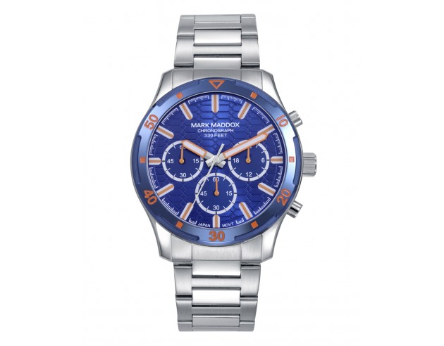 Reloj de hombre con diseño bitono en acero e IP azul, ideal para un estilo actual y urbano. Incorpora esfera azul con cronógraf