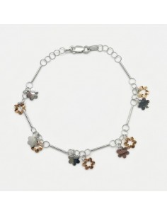 Pulsera Oro Bicolor Flores...