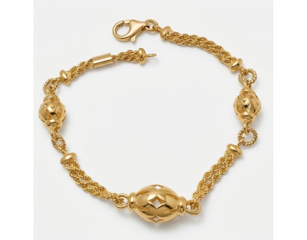 Pulsera Oro Jaulas y Cordón