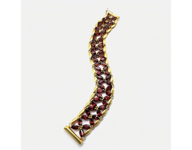 Pulsera Oro Ancha Granates