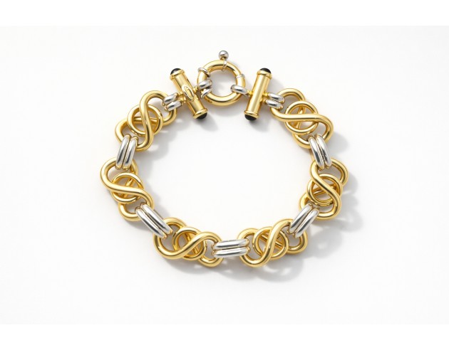Pulsera Oro Bicolor Infinitos Enlazados