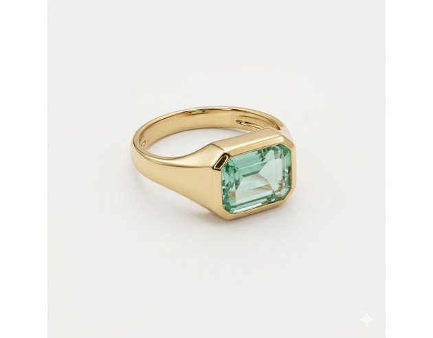 Sortija Oro Piedra Verde Rectangular...