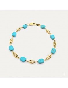 Pulsera Oro Turquesas y Jaulas