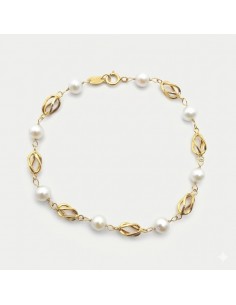Pulsera Oro Perlas Y Jaulas