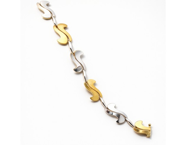 Pulsera Oro Bicolor Eslabones Forma S