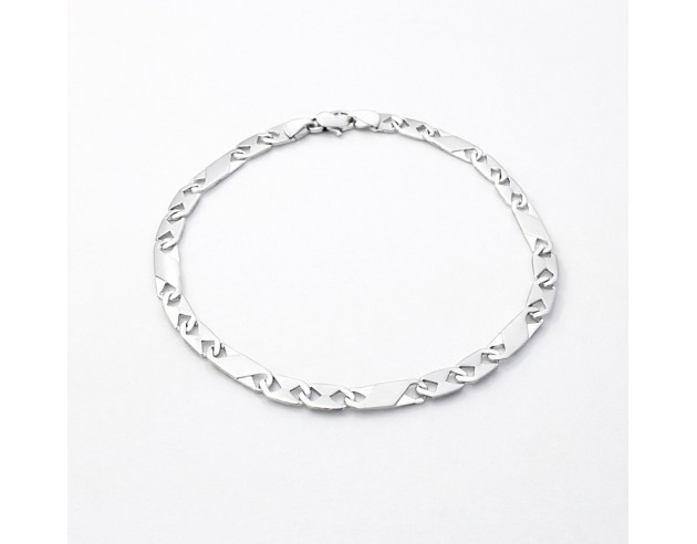 Pulsera Oro Blanco Plana Rombos