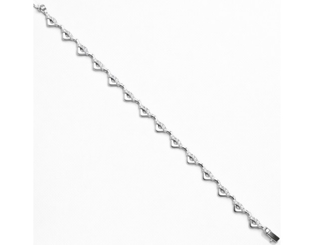 Pulsera Oro Blanco Triángulos Circonitas