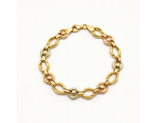 Pulsera Oro Tricolor Eslabones...