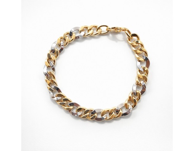 Pulsera Oro Bicolor Barbada Hueca