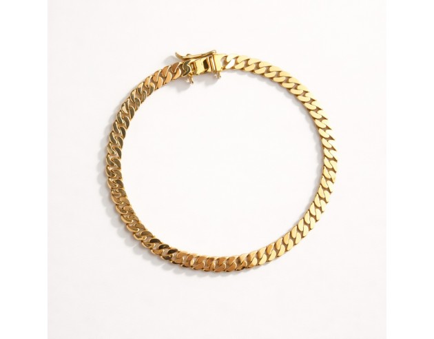 Pulsera Oro Barbada Maciza Brillo