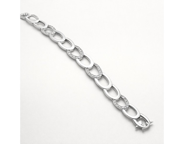 Pulsera Oro Blanco Ovalados Circonitas