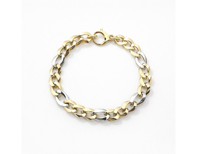 Pulsera Oro Bicolor Barbada Hueca