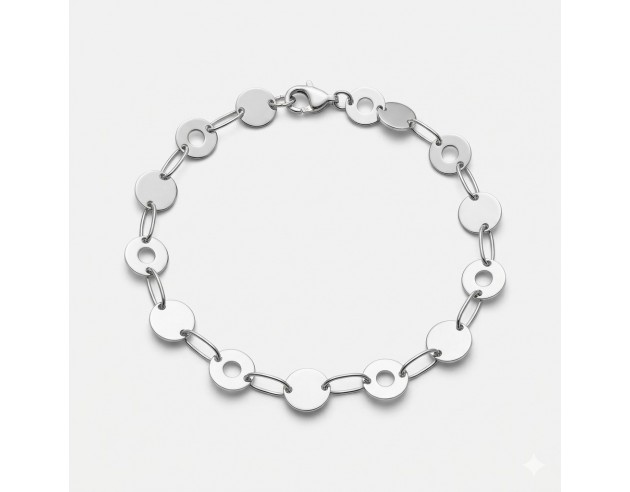 Pulsera Oro Blanco Círculos y Discos