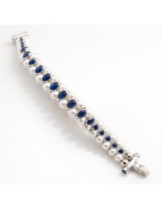 Pulsera Oro Blanco Perlas y...