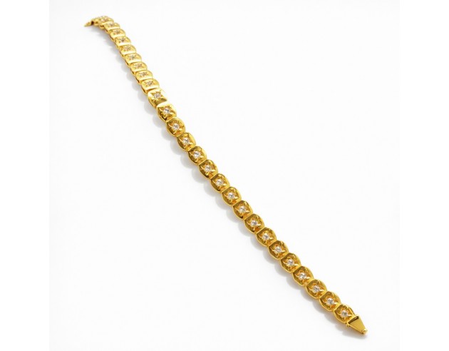 Pulsera Oro Riviere Cuadrados Circonitas