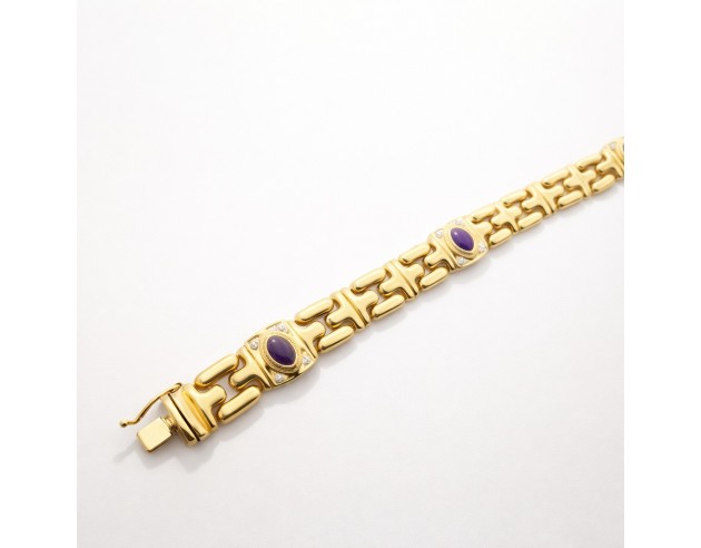 Pulsera Oro Ancha Eslabones Motivo...