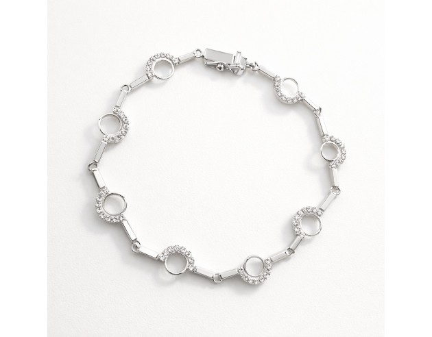 Pulsera Oro Blanco Círculos Circonitas