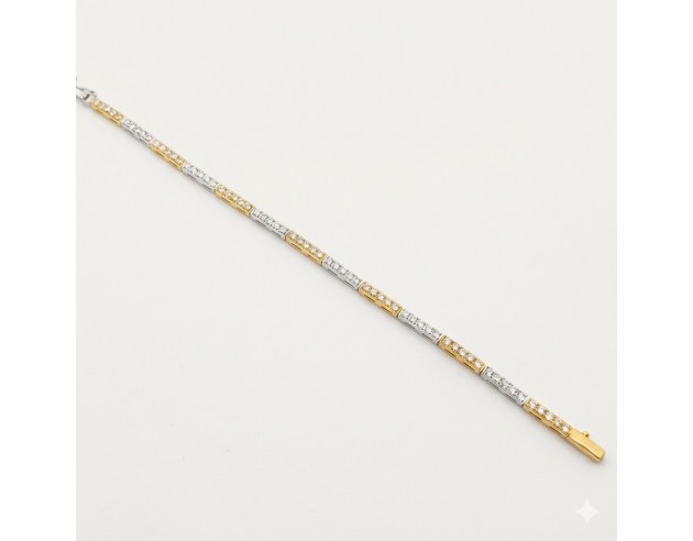 Pulsera Oro Bicolor Barras Circonitas