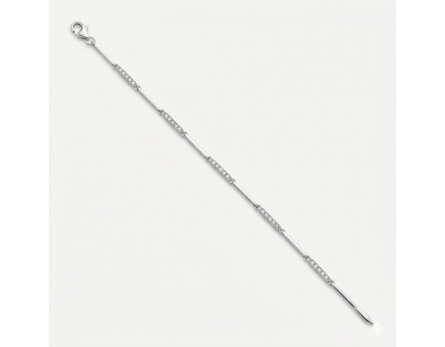 Pulsera Oro Blanco Fina Barras...