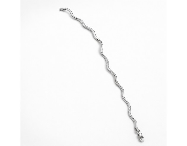 Pulsera Oro Blanco Ondas Circonitas