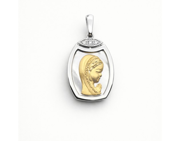 Medalla Oro Blanco Nacar Virgen