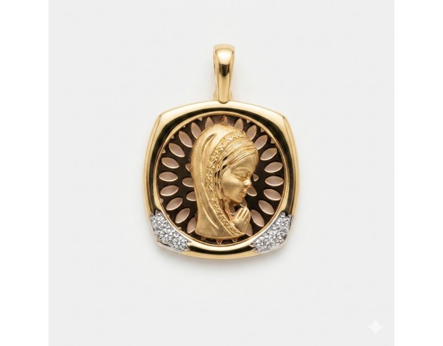 Medalla Oro Bicolor Calada Virgen Niña