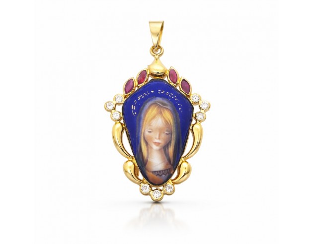 Medalla Oro Esmalte Virgen Niña