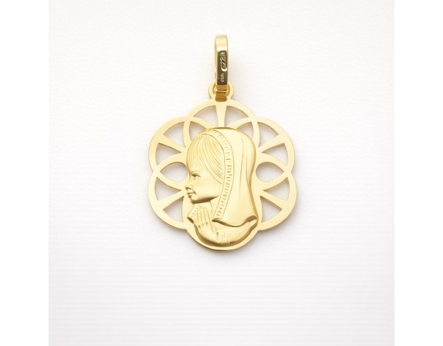 Medalla Oro Flor Calada Virgen Niña