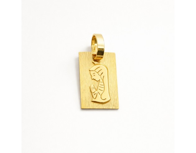 Medalla Oro Rectangular Rayada Virgen...