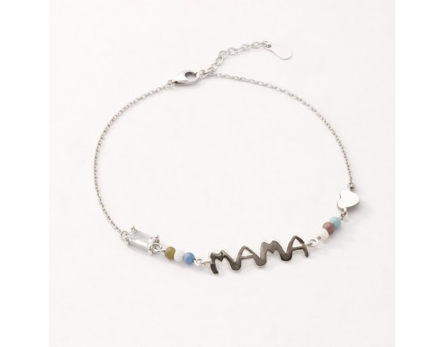 Pulsera Plata Motivo Mama Piedras...
