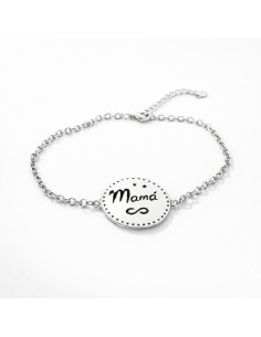 Pulsera Plata Chapa Mama...