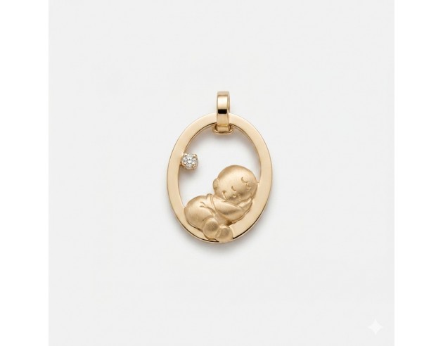 Medalla Oro Finor Ovalo Bebe Brillante