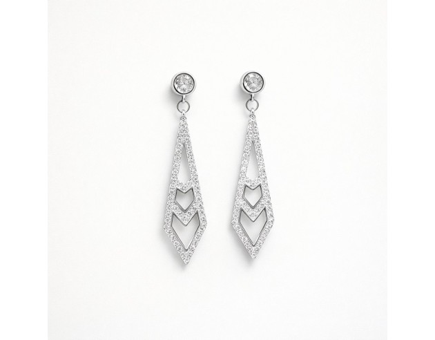 Pendientes Plata Largos Chaton...
