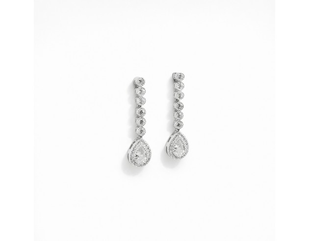 Pendientes Plata Largos Tres Chatones...