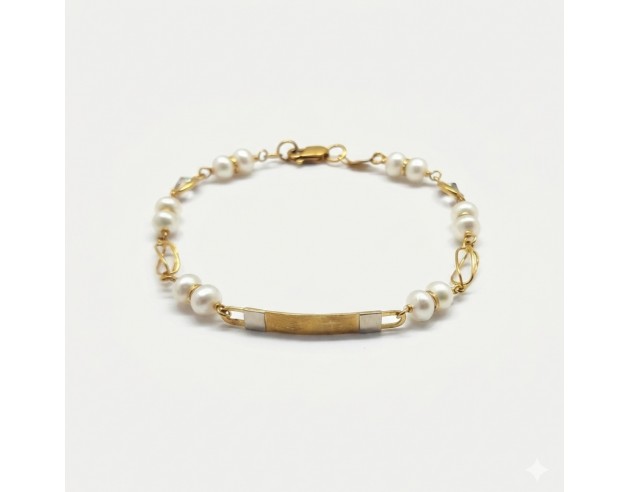 Esclava Oro Bicolor Perlas