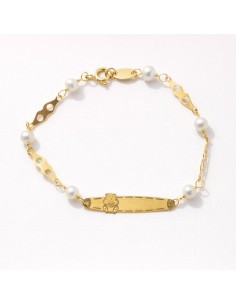 Esclava Oro Perlas y Osito