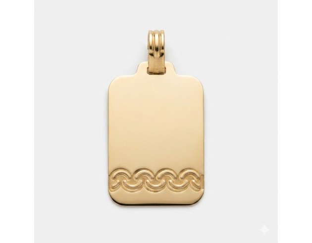 Chapa Oro Rectangular Dibujo Ondas