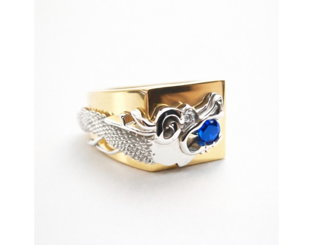 Sello Oro Bicolor Dragon Zafiro