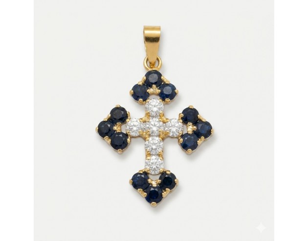 Cruz Oro Circonitas y Zafiros