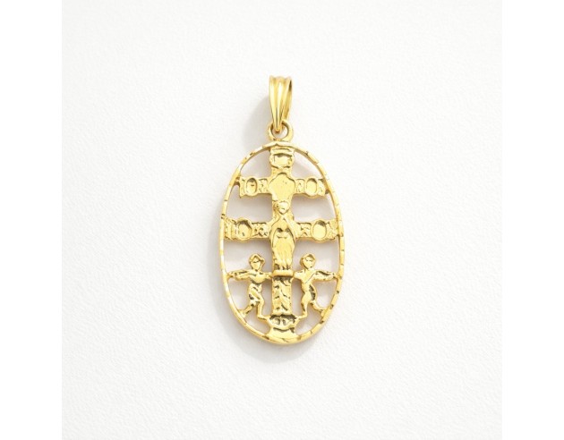 Cruz Caravaca Oro Bisel Ovalado