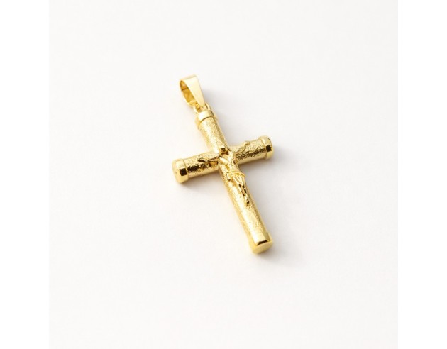 Cruz Oro Diamantada Cristo Relieve
