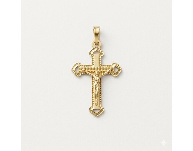 Cruz Oro Borde Lapidado