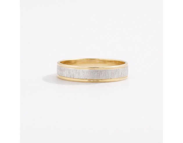 Alianza Oro Bicolor Blanco Arañado 4 mm