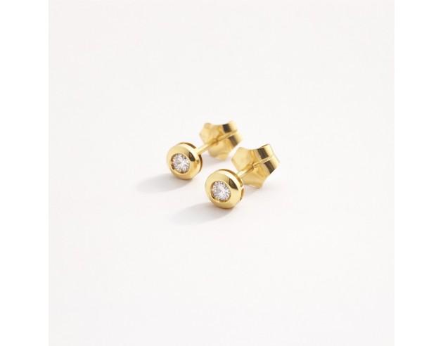 Pendientes Oro Chatón Brillante