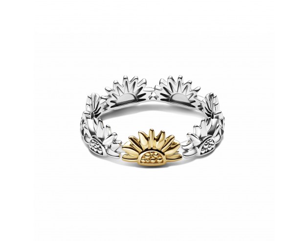 Anillo Pandora Girasol en Dos Tonos...