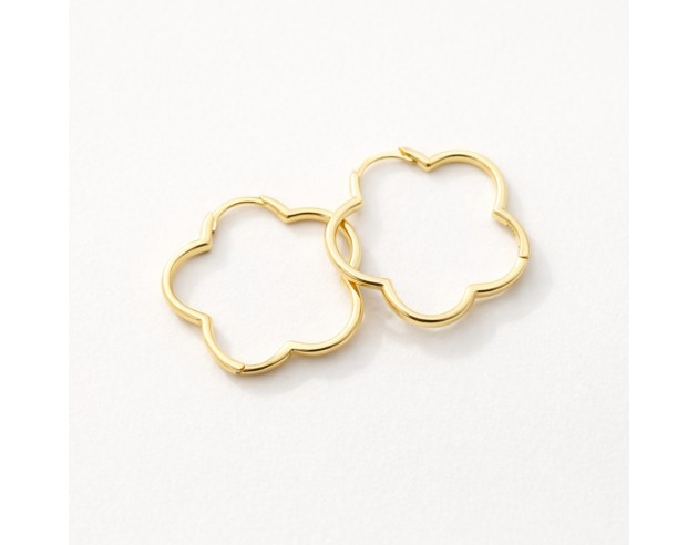 Pendientes Plata Dorada Aro Flor Grande